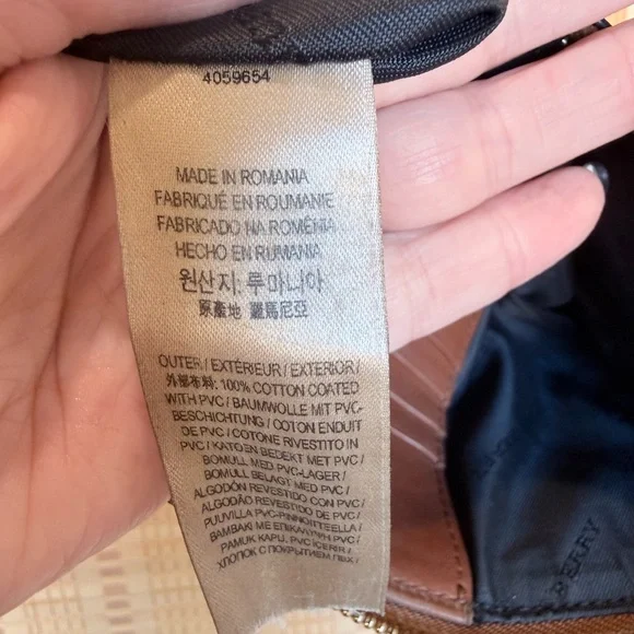 Burberry Haymarket Check Crossbody Bag – Brown Leather Trim – Chain Strap - Picture 7 of 8